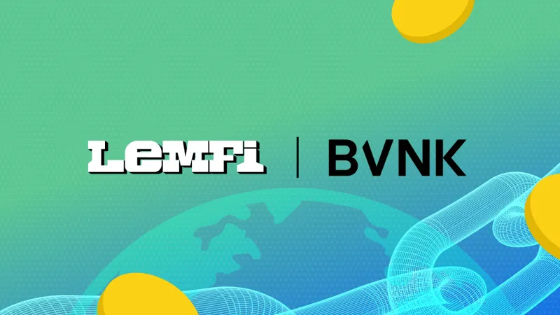 LemFi and BVNK partnership graphic for stablecoin-settled cross-border remittances