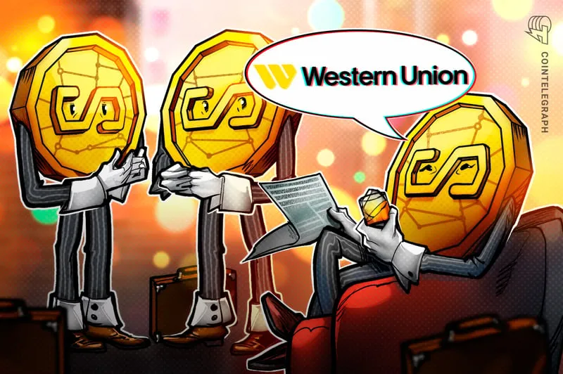 A Western Union sign above a storefront, illustrating the remittance company's move into stablecoins