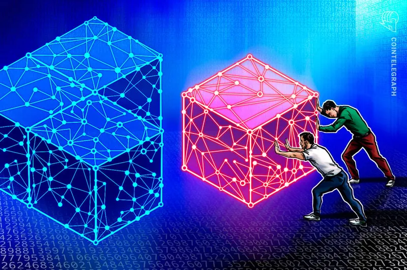 Abstract blockchain cubes, representing a chain rollback discarding recent blocks