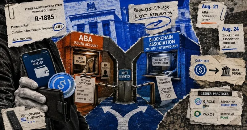 The exterior of a US bank, representing proposed identity checks on stablecoin redemptions