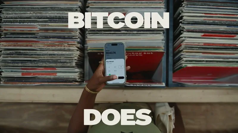 Advertising campaign presenting Bitcoin as everyday spending money
