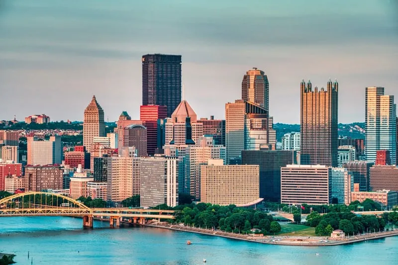 Pittsburgh skyline at dusk