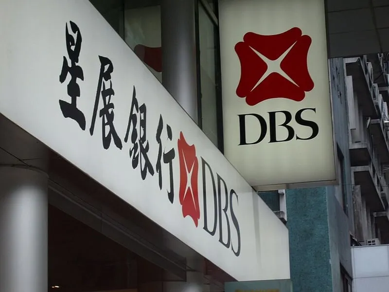 DBS bank signage above a branch entrance