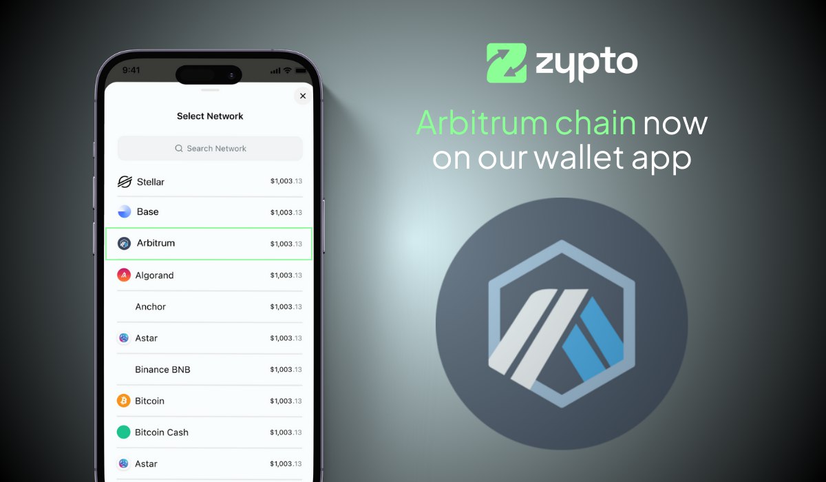 Zypto App Welcomes Arbitrum Blockchain and Arbitrum Users