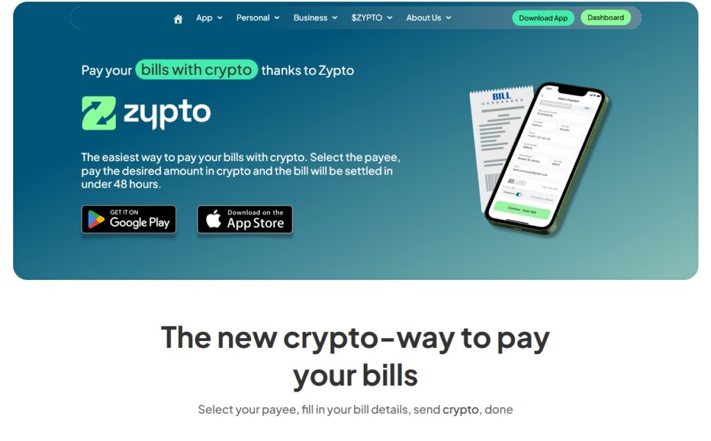 Pay Bills with Crypto, from Zypto