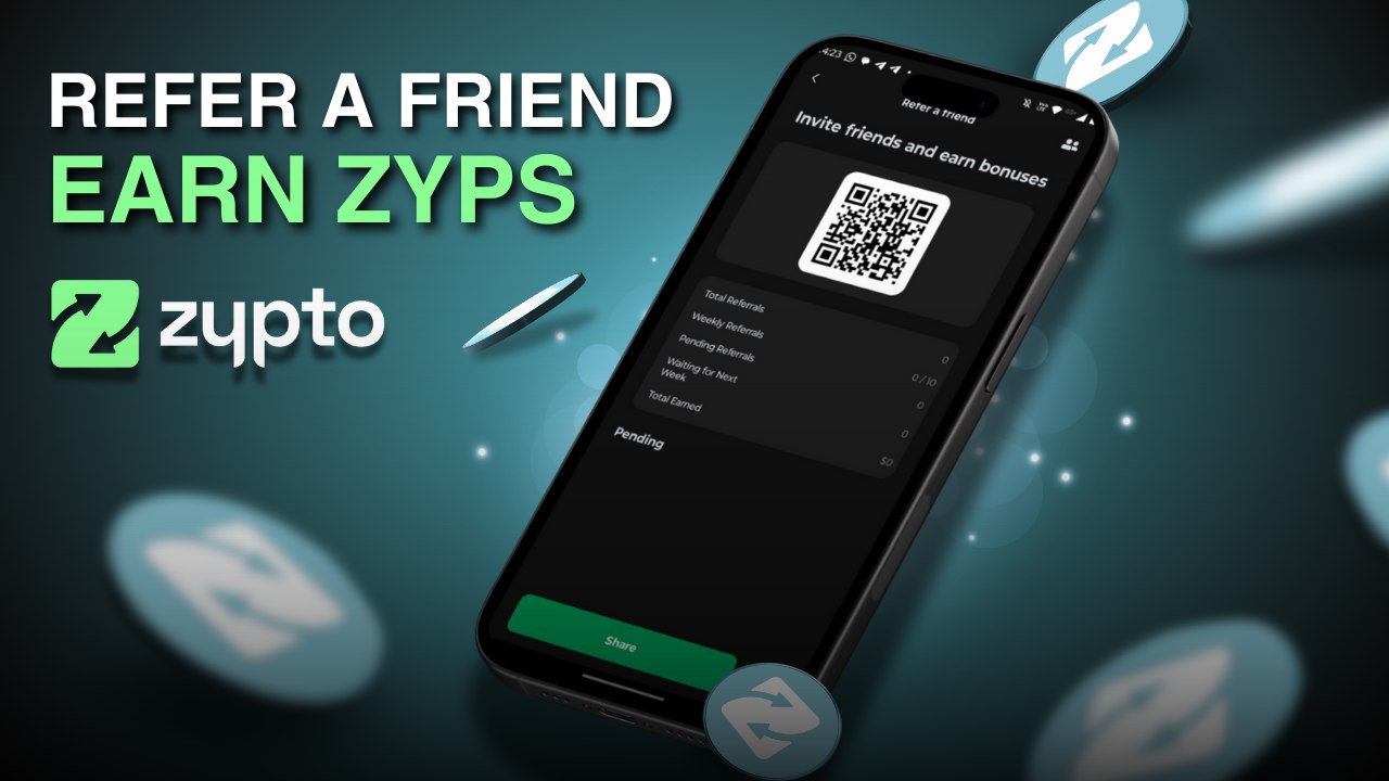 Refer a Friend to Zypto App and Both You and Your Friend Receive $5 of ZYPs!