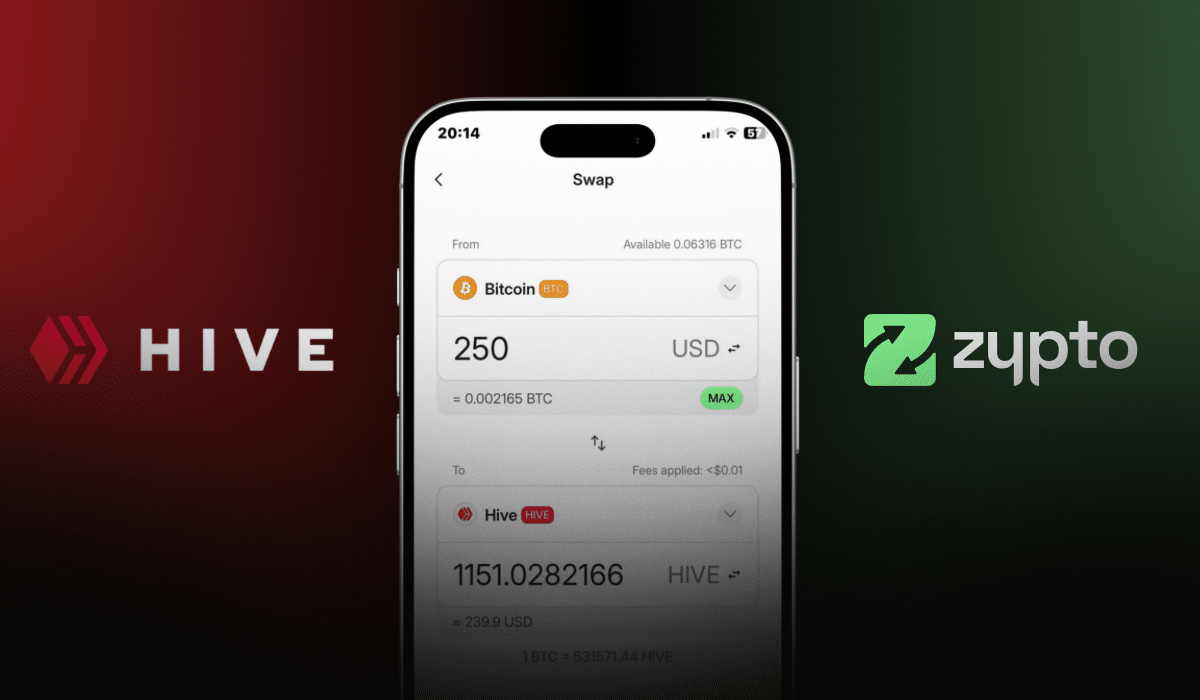 Hive Is Live in Zypto App – Fast, Fee-Free Crypto for Real Use