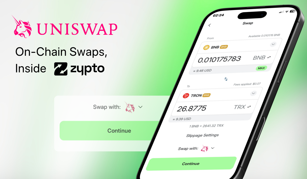 Uniswap Integrated in Zypto App | On Chain Swaps | Zypto