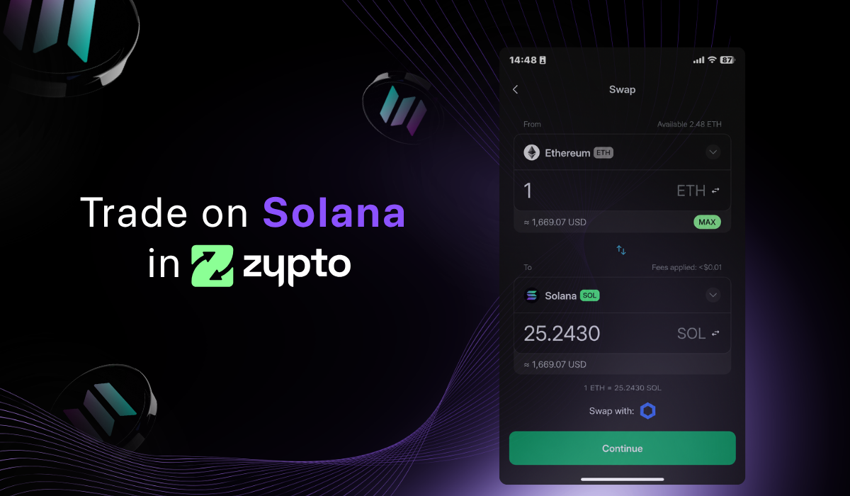 Trade on Solana in Zypto | Solana Wallet & Swaps